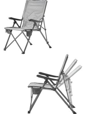 Terracy Home & Garden 3 Kademe Yatabilir Sırtlı, Katlanabilen, Sünger Takviyeli 150 kg Kapasiteli Lüks Kamp Sandalyesi