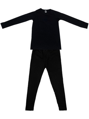 Bonbonetti Chocolate Baby&Kids Çocuk Siyah Uzun Kol Viskon Şardonlu Takım Termal Giyim & Içlik