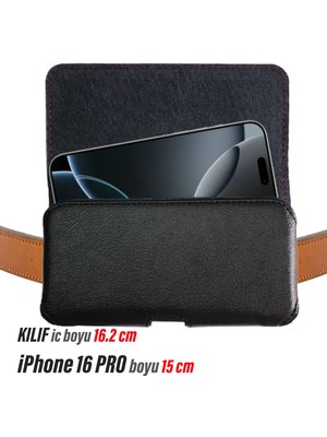 iPhone 16 Pro Kemer Kılıfı - Bel Kemer Kılıf Kapaklı Çanta
