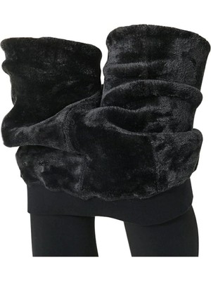 Bonbonetti Chocolate Baby&Kids Kadın Siyah Termal Tayt Kışlık Içi Peluş