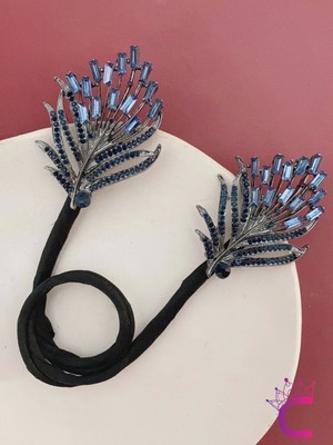 Elegance Kristal Taşlı Kadın Kolay Toplanabilir Telli Topuz Tokası - Düğün Nişan Saç Aksesuarı