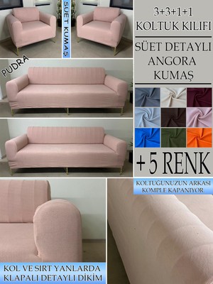 Süet Detaylı Angora Kumaş 3+3+1+1 Komple Giydirme Kanepe&çekyat, Bohem, Porto, Vb. Model Koltuk Kılıfı