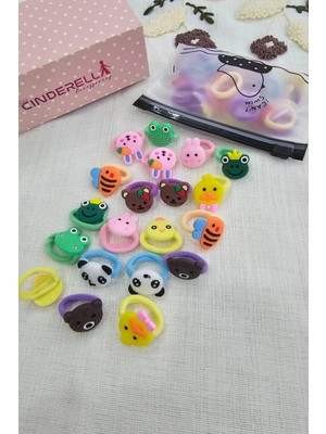 20'li Çantalı Yumuşak Acıtmaz Kız Bebek Havlu Lastik Toka Seti - Renkli Çocuk Lastikli Saç Tokası