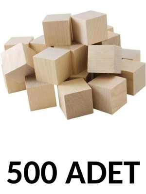 500 Adet Ahşap Doğal Küp Blok 2 Cm, Sağlıklı ve Dayanıklı, Eğitici ve Eğlenceli