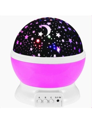 Dönen Yıldızlar Gökyüzü Projeksiyon Gece Lambası Mavi ve Beyaz Işık