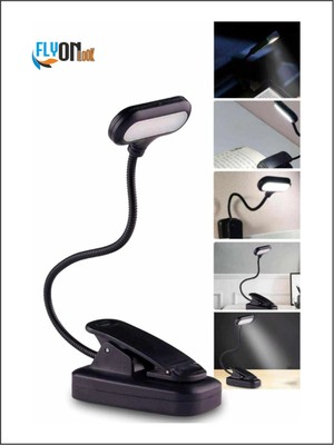 5 Led'li Klipsli Kitap Okuma Işığı, Beyaz Işık, Masa ve Kitap Arası Kullanım