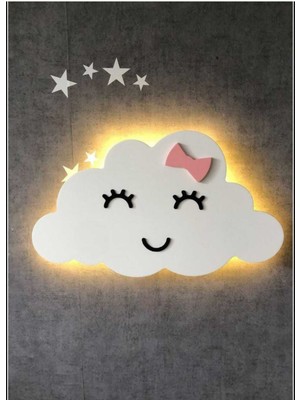 Beyaz LED Işıklı Çocuk Odası Duvar Dekoru, Eğlenceli ve Şık Tasarım