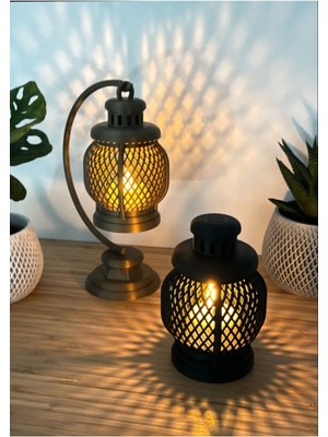 Şık Siyah Mini Dekoratif Lamba Mumlu Aydınlatma Parçası