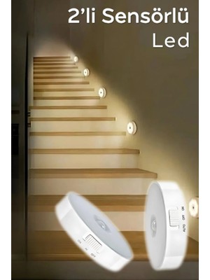2'li Hareket Sensörlü Kablosuz USB Şarjlı Akıllı Spot LED Lamba Beyaz