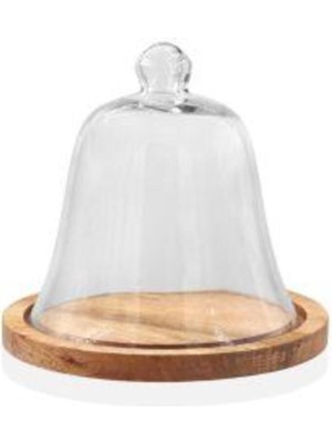 Ahşap Kek Saklama Fanusu, Kahverengi, 20X21X21 cm