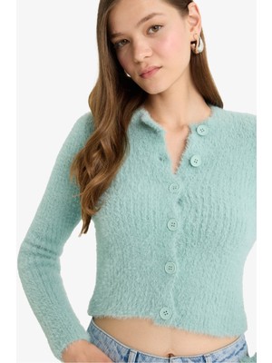 DeFacto Slim Fit Dar Kesim Bisiklet Yaka Triko Hırka Z9318AZ25WN