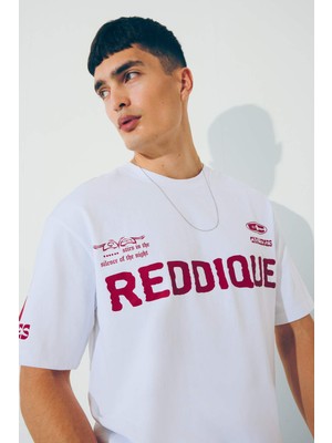 DeFacto %100 Pamuk Boxy Fit Bisiklet Yaka Baskılı Kısa Kollu Tişört F6040AX25SM