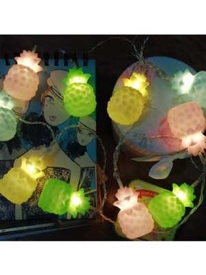 Renkli Dekoratif Ananas Dizisi, 10'lu Şerit LED Işık, Şık ve Canlı Aydınlatma