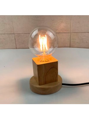 Şık Ahşap Tekli Masa Lambası, Sıcak Kahverengi Renkli, Modern ve Zarif Tasarım