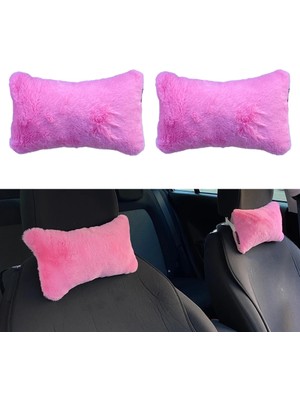 Yumusak Peluslu Ortopedik Araba Seyahat Boyun Yastigi 2 Li Seker Pembe