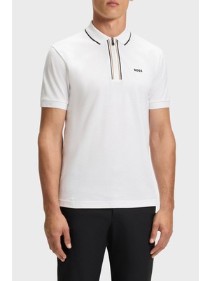 Boss Logolu Pamuklu Slim Fit Yarım Fermuarlı Polo Yaka T Shirt Erkek T Shirt 50544450 100