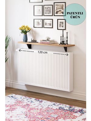 Ispır - Dresuar Montaj Gerektirmeyen 120X18 cm Mdf Oval Kesim Petek Üstü Uçan Raf Kitaplık