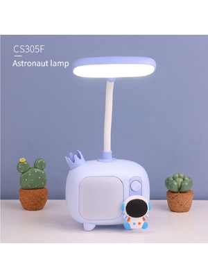 Sevimli Karikatür Göz Koruma Mini Televizyon ve Çalışma Masası Lambası Mavi