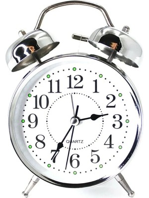 Büyük Boy Işıklı ve Alarmlı Gümüş Çalar Saat, Şık ve Fonksiyonel Tasarım