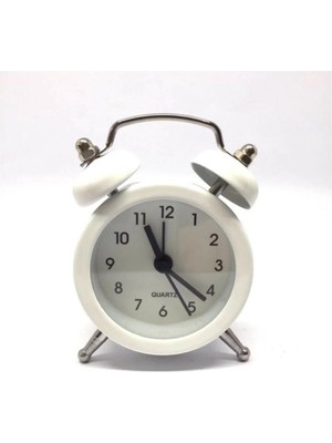 Beyaz Mini Masaüstü Analog Dekoratif Çalar Saat, Şık ve Kullanışlı Saat