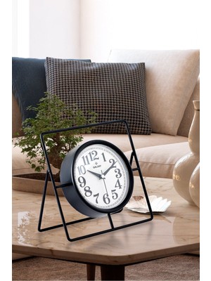 Şık Siyah Metal Masa Saati, Dekoratif ve Hediye Seçeneği