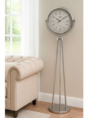 Gümüş Dekoratif Saat, Şık ve Zarif Tasarım, Modern Ev Dekoru Için Ideal Seçenek