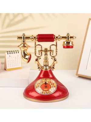 Kırmızı Retro Vintage Masa Saati, Klasik ve Şık Dekoratif Saat