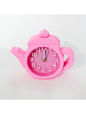 Şık Pembe Demlik Görünümlü Dekoratif Masa Saati