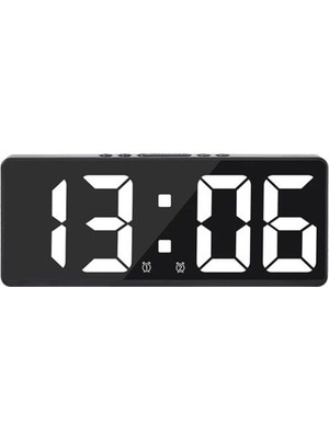 Siyah Ayna Görünümlü, Sesli, Takvimli Dijital Masa Üstü Kare Saat