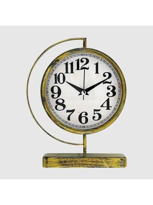 Şık Metal Masa Saati, Gold Detaylı, Modern Tasarım, Ofis ve Ev Dekoru Için Ideal