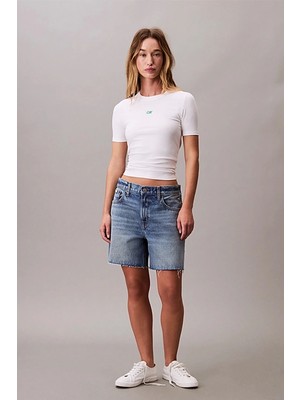 Calvin Klein Jeans Kadın Modal Fitilli Beyaz T-Shirt LV044C901G-YAA