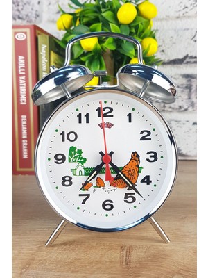 Yem Yiyen Tavuk Temalı Retro Kurmalı Büyük Dekor Masası Saati