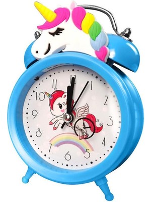 Mavi Unicorn Çalar Masa Saati, Şık ve Renkli Masaüstü Saat.