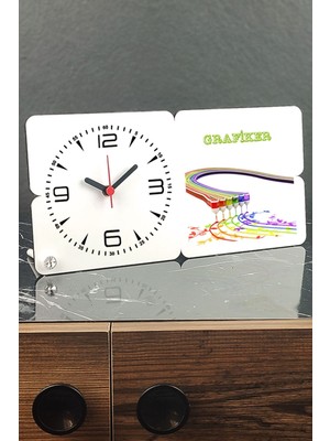 Ahşap Masa Saati Beyaz, Şık ve Zarif Masaüstü Dekorasyon Öğesi