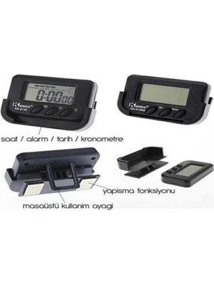 Siyah Dijital Saat, Kronometre, Alarm, Pilli, Ofis ve Öğrenci Kullanımı