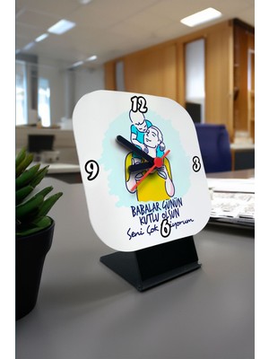 Baba Günü Kutlama Mesajlı Kare Masa Saati, Şık ve Anlamlı Hediye Seçeneği