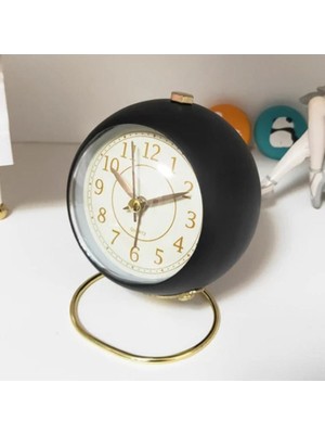 Şık Siyah Retro Quartz Sessiz ve Işıklı Masa Saati, Modern ve Zarif Tasarım