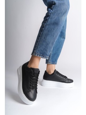 Bıana Bağcıklı Ortopedik Taban Kadın Sneaker Spor Ayakkabı  Cbt - Siyah