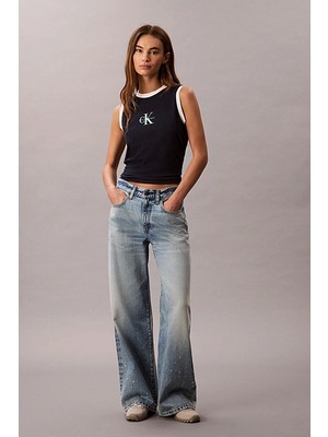 Calvin Klein Jeans Kadın Ck Logolu Kolsuz Mavi T-Shirt LV047C852G-CEF