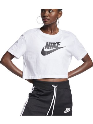 Nike W Nsw Tee Essntl Crp Icn Ftr Kadın Beyaz T-shirt - BV6175-100