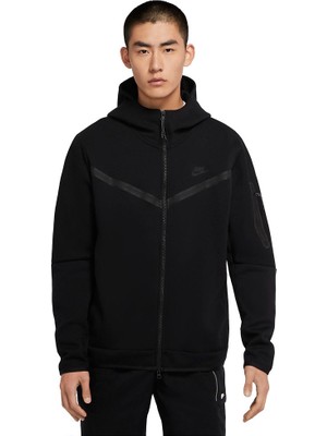 Nike M Nsw Tch Flc Hoodie Fz Wr Erkek Siyah Sweatshirt - CU4489-010