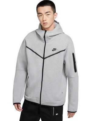 Nike M Nsw Tch Flc Hoodie Fz Wr Erkek Gri Sweatshirt - CU4489-063