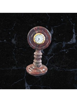 Renkli Doğal Taş Mermer Masaüstü Saat, Şık ve Kaliteli Dekoratif Obje