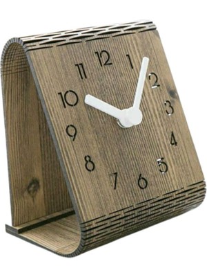Modern 3D Ahşap Masa Saati, Şık ve Dekoratif Tasarım, Kahverengi