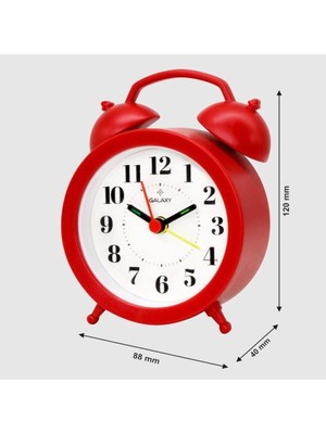 12 cm Eskitme Görünümlü Kırmızı Masa Üstü Çalar Saat