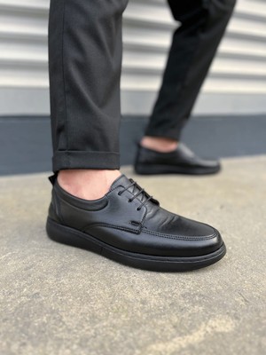 JY0510 Clasica Bağcıklı Cilt Erkek Günlük Klasik Ayakkabı Cst - Siyah