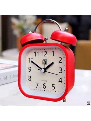 Kare Tasarımlı Işıklı Masa Saati ve Alarm Kırmızı