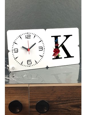 K Harfi Ahşap Masa Saati, Şık ve Doğal Tasarım, Zarif Masa Aksesuarı