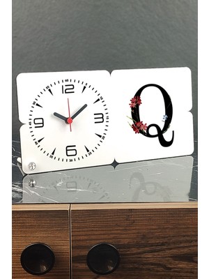 Q Harfi Ahşap Masa Saati, Şık ve Doğal Tasarım, Ev ve Ofis Dekoru Için Ideal