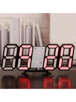 3D LED Dijital Saat, Termometre, Takvim, Masa ve Duvar Kullanımı Kırmızı